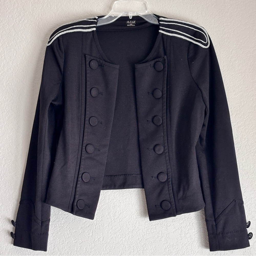 a.n.a Metallic Military Black Silver Trim Blazer Size M